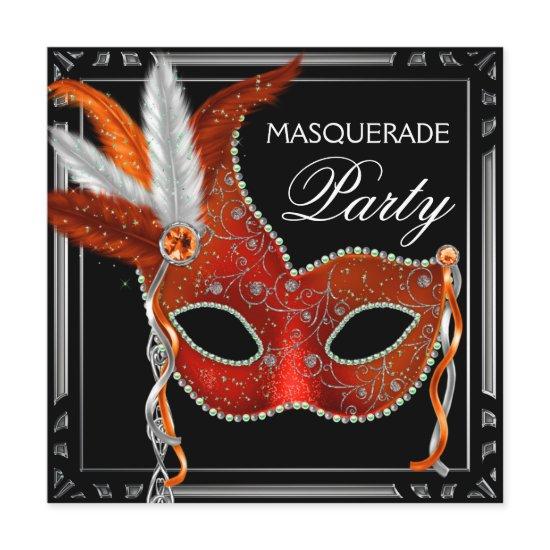 Red Mask Black Red Masquerade Party
