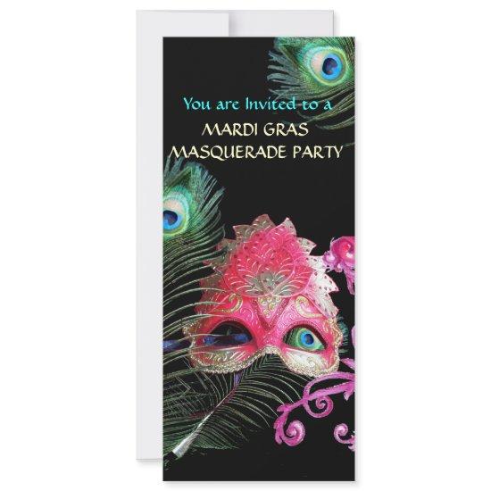 RED MASK WITH  PEACOCK FEATHERS MASQUERADE PARTY