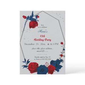 red & navy blue flowers geomertic birthday