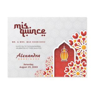 Red Orange Yellow Flower Arabian Night Quinceañera Postcard