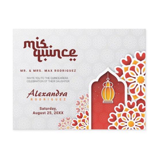 Red Orange Yellow Flower Arabian Night Quinceañera Postcard