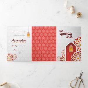 Red Orange Yellow Flower Arabian Night Quinceañera Tri-Fold