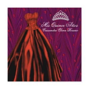 Red Pearls Red Dress Purple Red Quinceanera