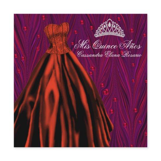 Red Pearls Red Dress Purple Red Quinceanera