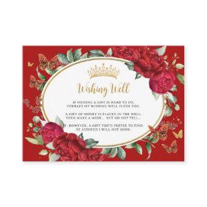 Red Peonies Floral Flowers Butterflies Quinceañera Enclosure Card