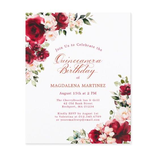 Red Pink Floral Budget Birthday