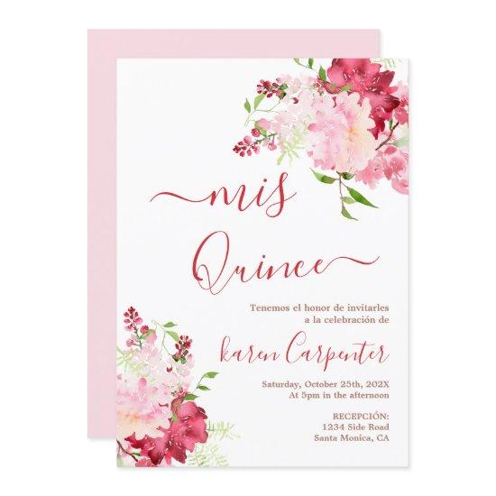 Red pink flower Quinceanera