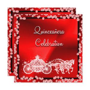 Red Princess Coach & Horses Quinceañera