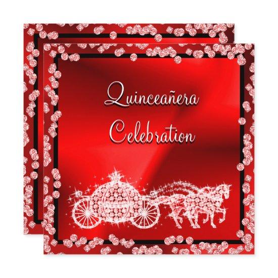 Red Princess Coach & Horses Quinceañera
