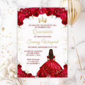 Red Princess Floral Quinceañera