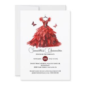 Red Quinceañera ballgown elegant butterfly 15th