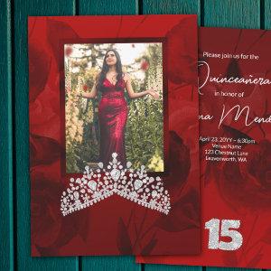 Red Quinceanera Diamond Gemstone Tiara
