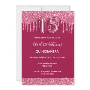 Red quinceanera glitter elegant luxurious