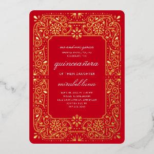 Red Quinceañera invitaciones Foil