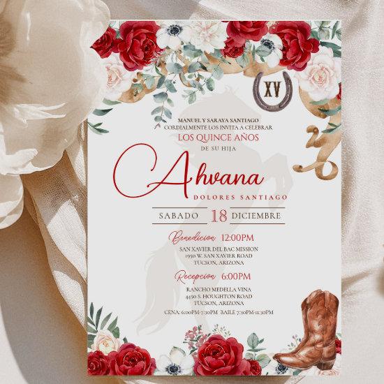 Red Quinceanera Rose Anemone Fancy Charro/Cowgirl