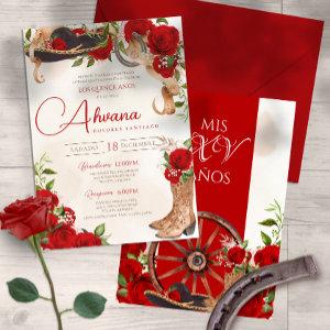 Red Quinceanera Roses Vintage Charro Western Flora
