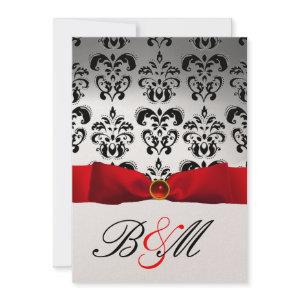 RED RIBBON GOLD BLACK  DAMASK MONOGRAM