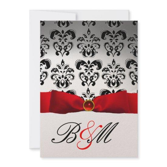 RED RIBBON GOLD BLACK  DAMASK MONOGRAM