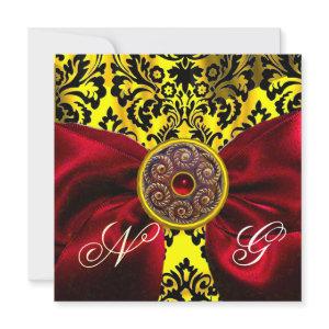 RED RIBBON GOLD YELLOW  BLACK  DAMASK MONOGRAM