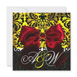 RED RIBBON GOLD YELLOW  BLACK  DAMASK MONOGRAM