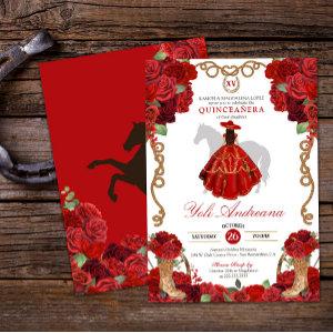 Red Rose Boots Western Charra Vestidos Quinceañera