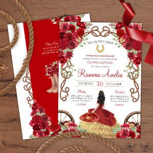 Red Rose Charra Western Quinceañera