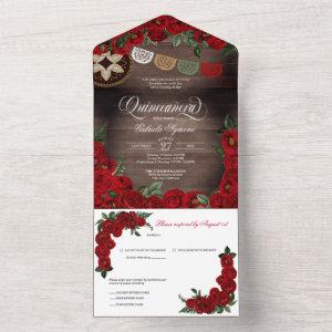 Red Rose Charro Rustic Country Quinceañera All In One
