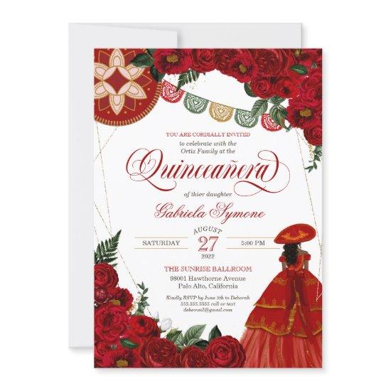 Red Rose Elegant Charra/Mariachi Dress Quinceañera