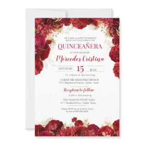 Red Rose Elegant Floral Quinceanera