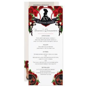 Red Rose Elegant Mariachi Charro Quinceanera  Menu