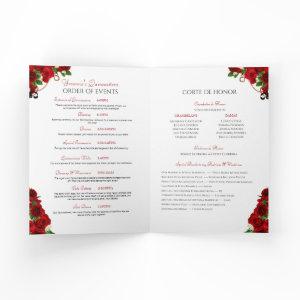 Red Rose Floral Mariachi Charro Quinceanera Program