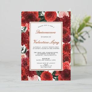 Red Rose Floral Quinceanera Elegant Gold Foil Invi Foil