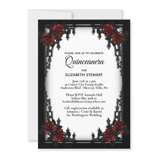 Red Rose Gothic Quinceanera Iron Gate White