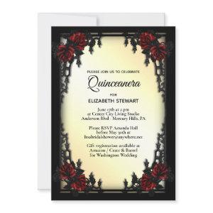 Red Rose Gothic Quinceañera Iron Gate Yellow