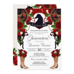 Red Rose Horse Crest Charro Western Elegant Quince