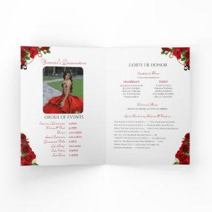 Red Rose Mariachi Charro Quinceanera Photo Program