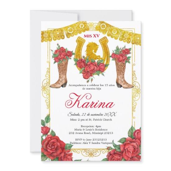 Red Rose Mexican Charra 15 Quinceanera