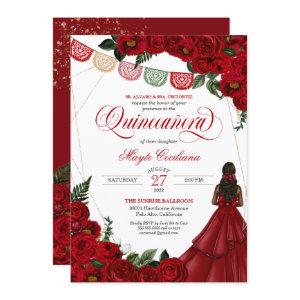 Red Rose & Papel Picado Quinceañera 15th Birthday