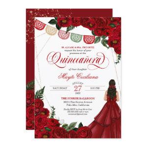 Red Rose & Papel Picado Quinceañera 15th Birthday