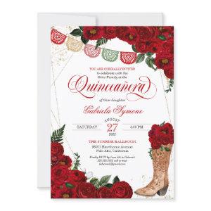 Red Rose Papel Picado Western Charra Quinceañera
