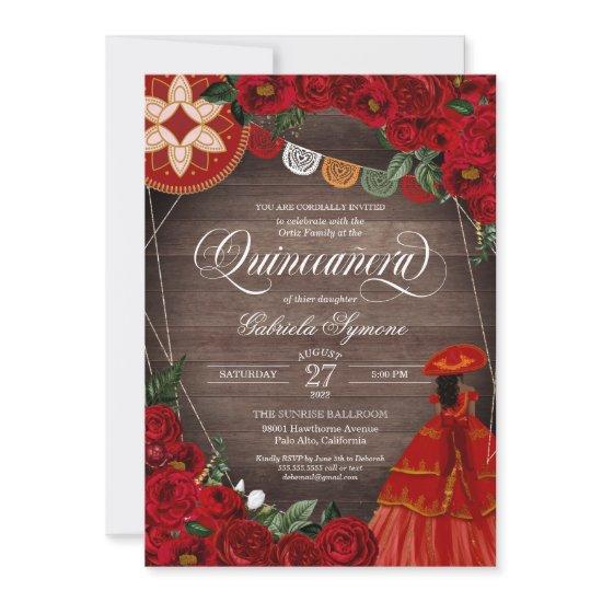 Red Rose Rustic Charra/Mariachi Dress Quinceañera