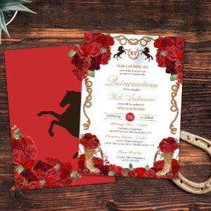 Red Rose Rustic Elegant Charro Quinceañera