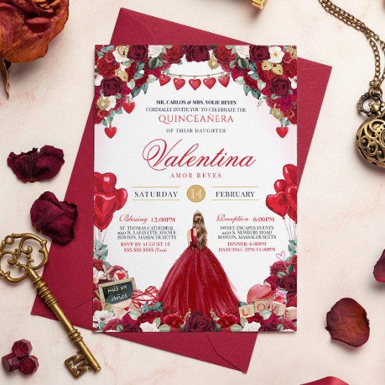 Red Rose Sweet 15 Valentine's Quinceanera