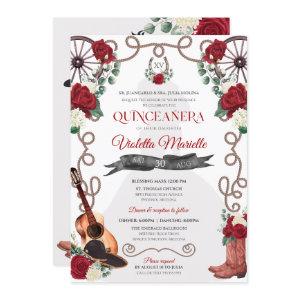Red Rose Western Quinceañera Elegant Charra
