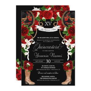 Red Roses & Black Mariachi Vaquera Quinceanera