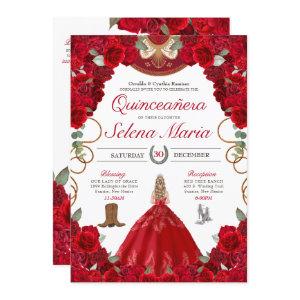 Red Roses Charro Elegant Peonies Rose Quinceanera