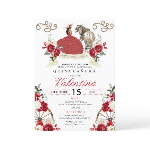 Red Roses Cowgirl Western Mariachi Quinceañera