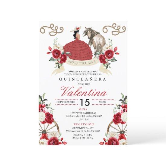 Red Roses Cowgirl Western Quinceañera