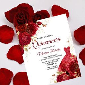 Red Roses Dress Budget Quinceanera