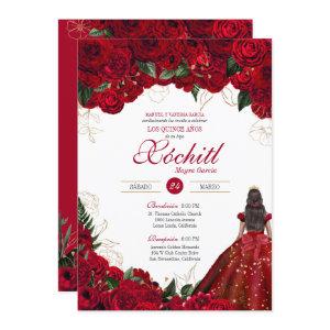 Red Roses Elegant Floral Beautiful Quinceanera